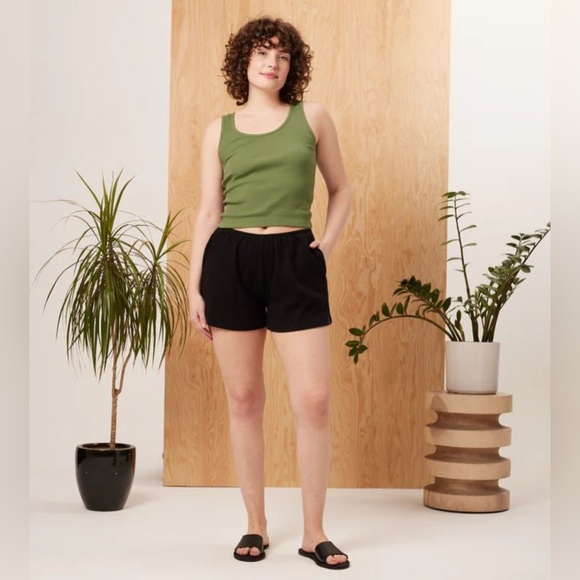 NWT Known Supply Ribbed Organic Cotton Garnet Tank Top In Leaf Green - Picture 3 of 3